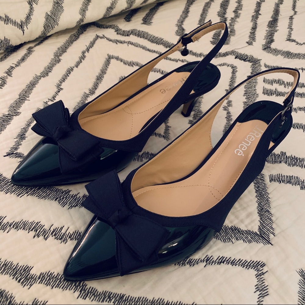 NWOT Navy Blue Sling-back kitten heels